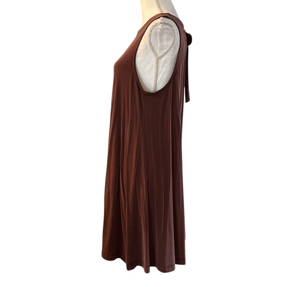 LOFT Lou & Grey Casual Sleeveless Keyhole Wrap Back Swing Dress SZ S in Brown - Picture 3 of 8